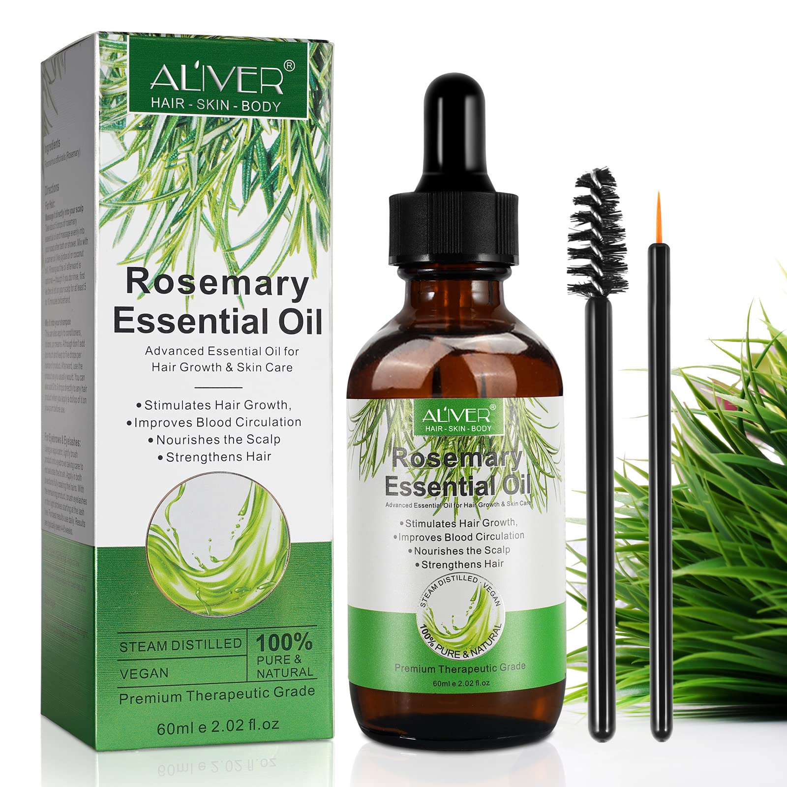 Organic Castor Oil, Jamaican Black Castor Oil 60ml, Body Massage Castor Oil, 100% Pure & Natural Anti-Aging Castor Oil, for Hair Growth, for Eyelashes, Eyebrows, Hair,Skin Moisturizer