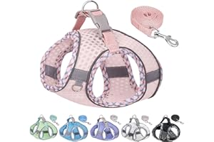 JOYPAWS Step in Dog Harness and Leash Set, No Pull Escape Proof Vest Harness with Soft Diamond Mesh and Reflective Bands, Adjustable Pet Outdoor Harnesses for Medium Size Dogs Pearl Pink M