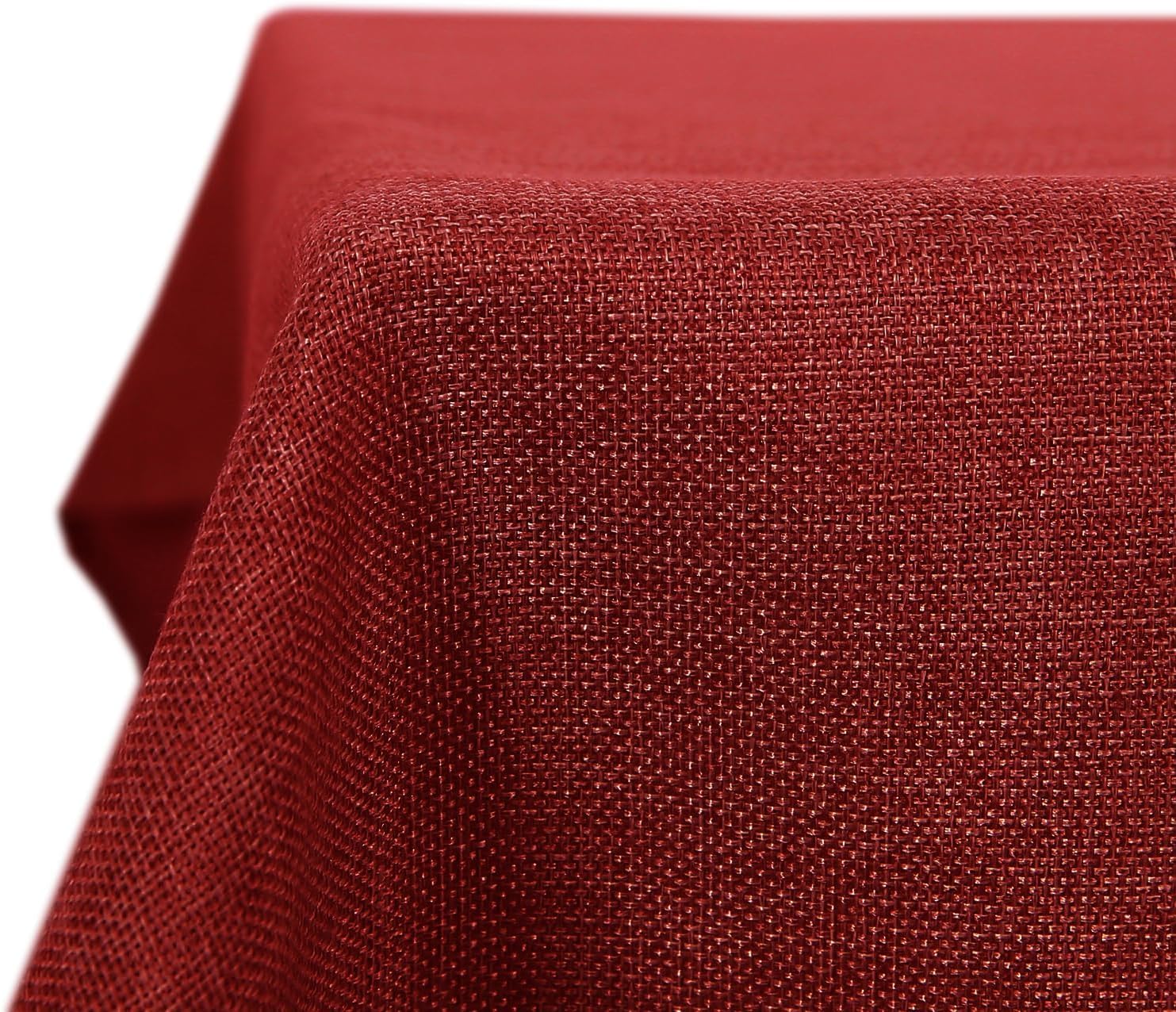 Deconovo Water Resistant Tablecloth 52x70in(132x178cm) Rectangle Faux Linen Table Cloth for Christmas Red