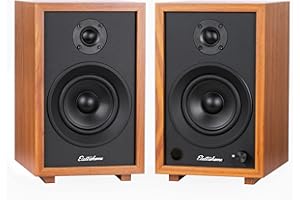 Electrohome McKinley 2.0 Stereo Powered Bookshelf Speakers with Built-in Amplifier and 4" Drivers for Turntable, TV, PC and Wireless Music Streaming Featuring Bluetooth 5, RCA and Aux (EB30)