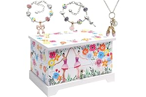 ABI + OLIE Ballerina Kids Jewelry Box for Girls - Little Girls Jewelry Box - Musical Jewelry Box for Girls 4-6 and 6-12- Music Boxes for Girls - Perfect Dance Recital & Birthday Gifts