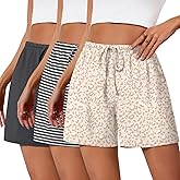 Xaatren 3 Pack Women's Pajama Shorts Casual Knit Sleep Boxers Drawstring Summer Comfy Sleepwear Bottoms