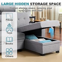 Lyngins L Shaped Sleeper Sofa Bed with Storage