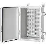 Gratury Junction Box, IP67 Waterproof Plastic Enclosure for Electrical Project, Hinged Grey Cover, Includes Mounting Plate an