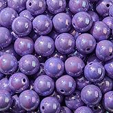 BERMRO 16mm Acrylic Bead 100pcs AB Purplr Color Focal Bead Chunk Bubblegum Beads for DIY Crafting Necklace Bracelet Jewelry Making Keychain (Bright Purple)