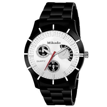 Black Metal Chain Analog Watch for Mens and Boys