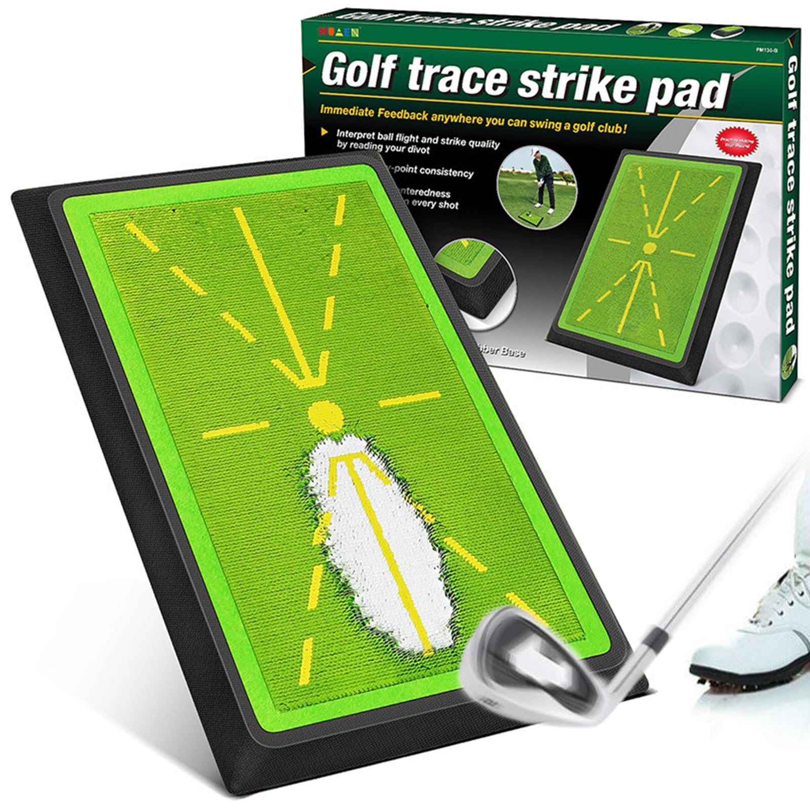 Hirabbi Golf Swing Mat for Training Improve Your Swing with Instant Feedback Indoor/Outdoor Golf Practice Mat Anti-Slip Base, Durable Impact Velvet Nice Gift for Golf Beginners