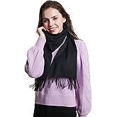 EURKEA 100% Cashmere 2025 Winter Scarf for Women Fringed Edges Warm & Soft Lightweight Solid/Plaid/Two-Tone Free Size