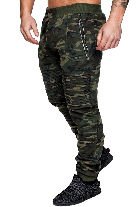 Amaci&Sons Herren Zipper Biker Style Camouflage Trainingshose Jogginghose Sporthose 2007