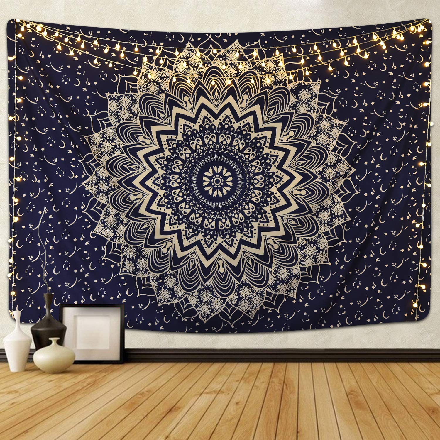 Blue Gold Passion Ombre Mandala Tapestry Boho Mandala Tapestry Wall Hanging Gypsy Tapestry Blue Tapestry Wall Hanging Mandala Tapestries Indian Bedspread Picnic Bedsheet Blanket Wall Art Amazon In Home Kitchen