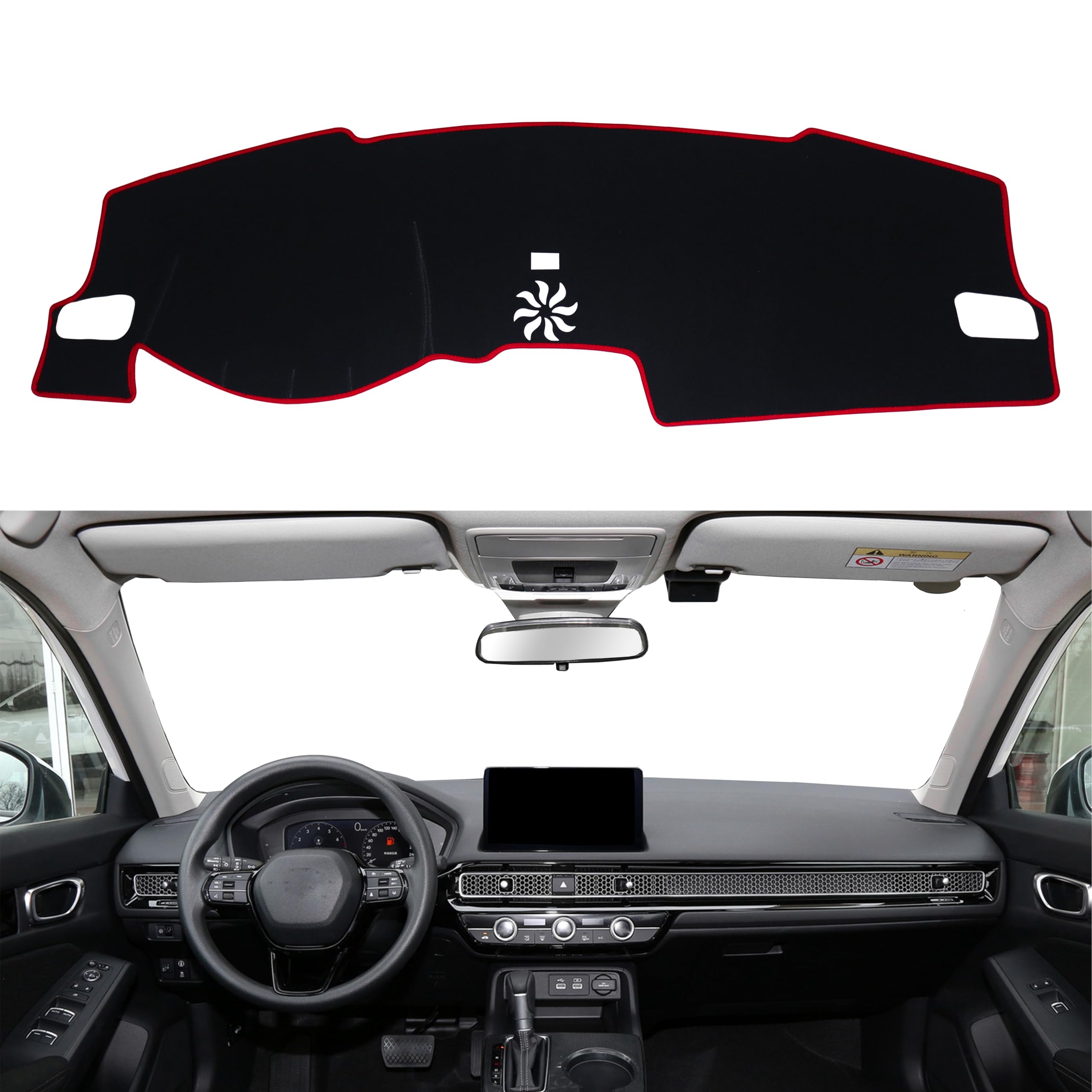 Photo 1 of SENSHINE for Honda Civic Accessories 2022 2023 2024 2025 Dashboard Cover Mat Dash Mat Carpet Protector Sunshield Cover Pad Custom Fit for Civic 11th Gen, Red Trim