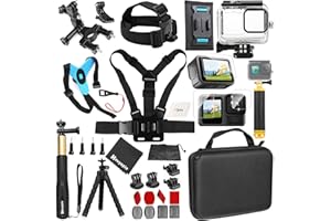 Hauyapie Hero 13 Accessories Kit for Go Pro 13 12 11 10 9 Black, 60M Waterproof Case Chest Mount Kits Glass Screen Protector Bundle Pack for Gopro Hero13 12 11 10 9 Camera