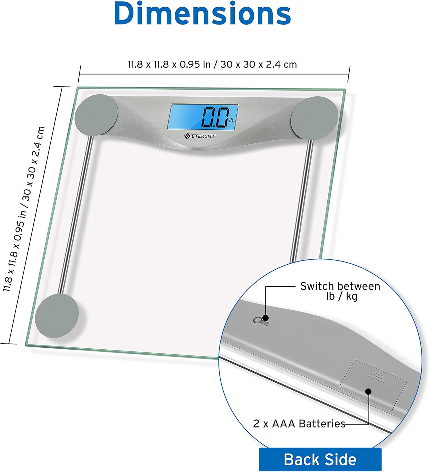 Etekcity Digital Body Weight Bathroom Scale with Body Tape Measure, 6mm Tempered Glass, 400 Pounds Scales, Silver: Health & Personal Care