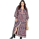 Avenue Womens Serene Placement Sleeved Maxi Dress