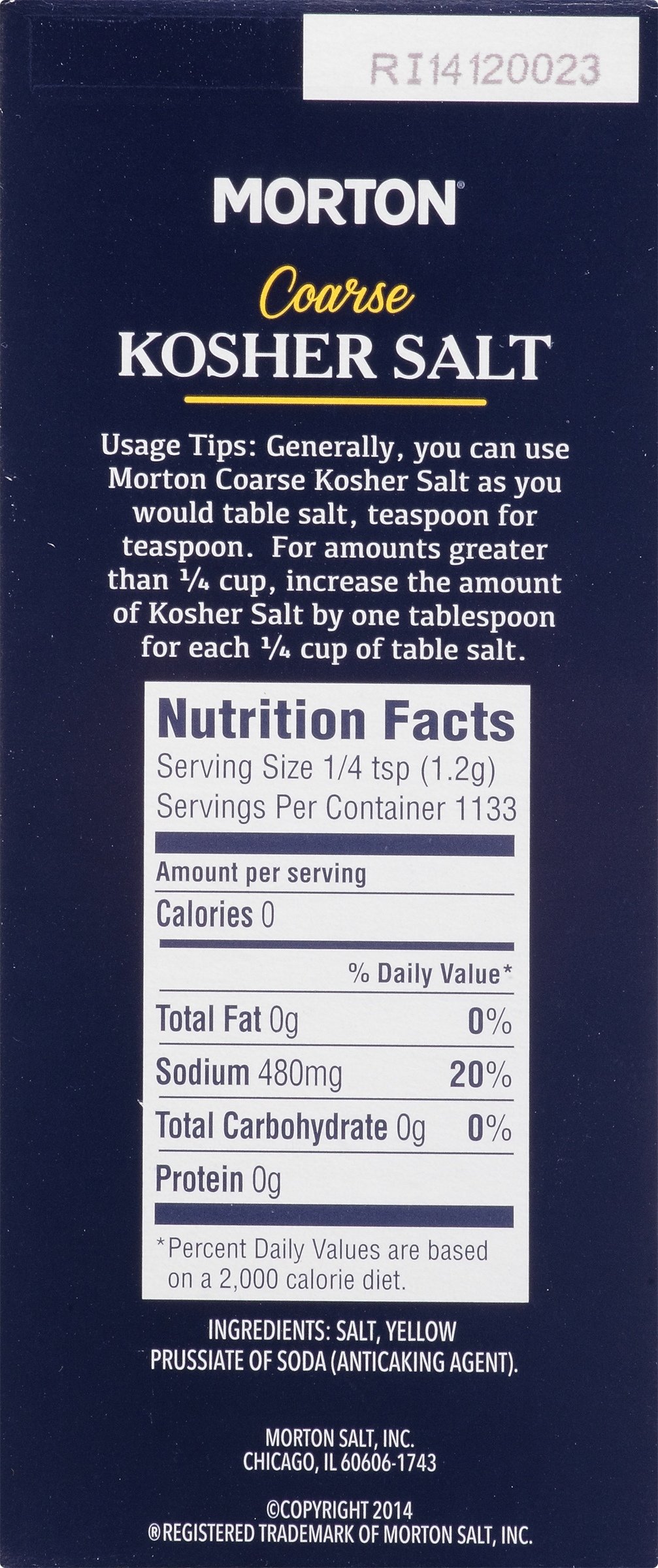 Morton Coarse Kosher Salt, 48.0 OZ - Buy Online - 45419562