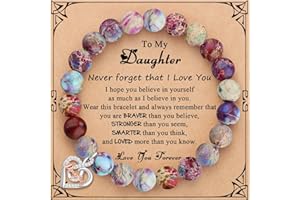 JOYCUFF 𝗚𝗶𝗳𝘁𝘀 𝗳𝗼𝗿 𝗪𝗼𝗺𝗲𝗻 𝗜𝗻𝗳𝗶𝗻𝗶𝘁𝘆 𝗟𝗼𝘃𝗲 𝗛𝗲𝗮𝗿𝘁 𝗕𝗿𝗮𝗰𝗲𝗹𝗲𝘁 Christmas Birthday Gifts for Sister Daughter Granddaughter Grandma, Natural Colorful Imperial Jasper Bracelet for Mom Wife Nana Aunt