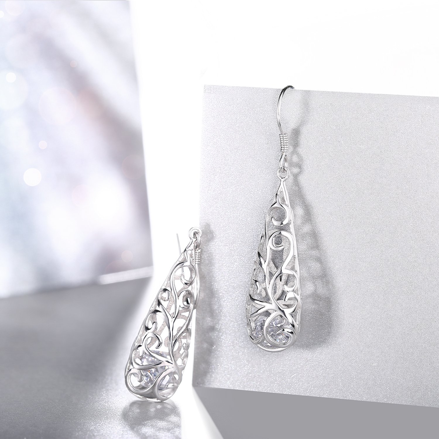 Ohrringe Damen,J.Rosée 925er Sterling Silber, 5A Zirkonia Schmuck Ohrhänger exquisite Geschenk-Box für Frauen Mädchen Freundin Mutter Tochter