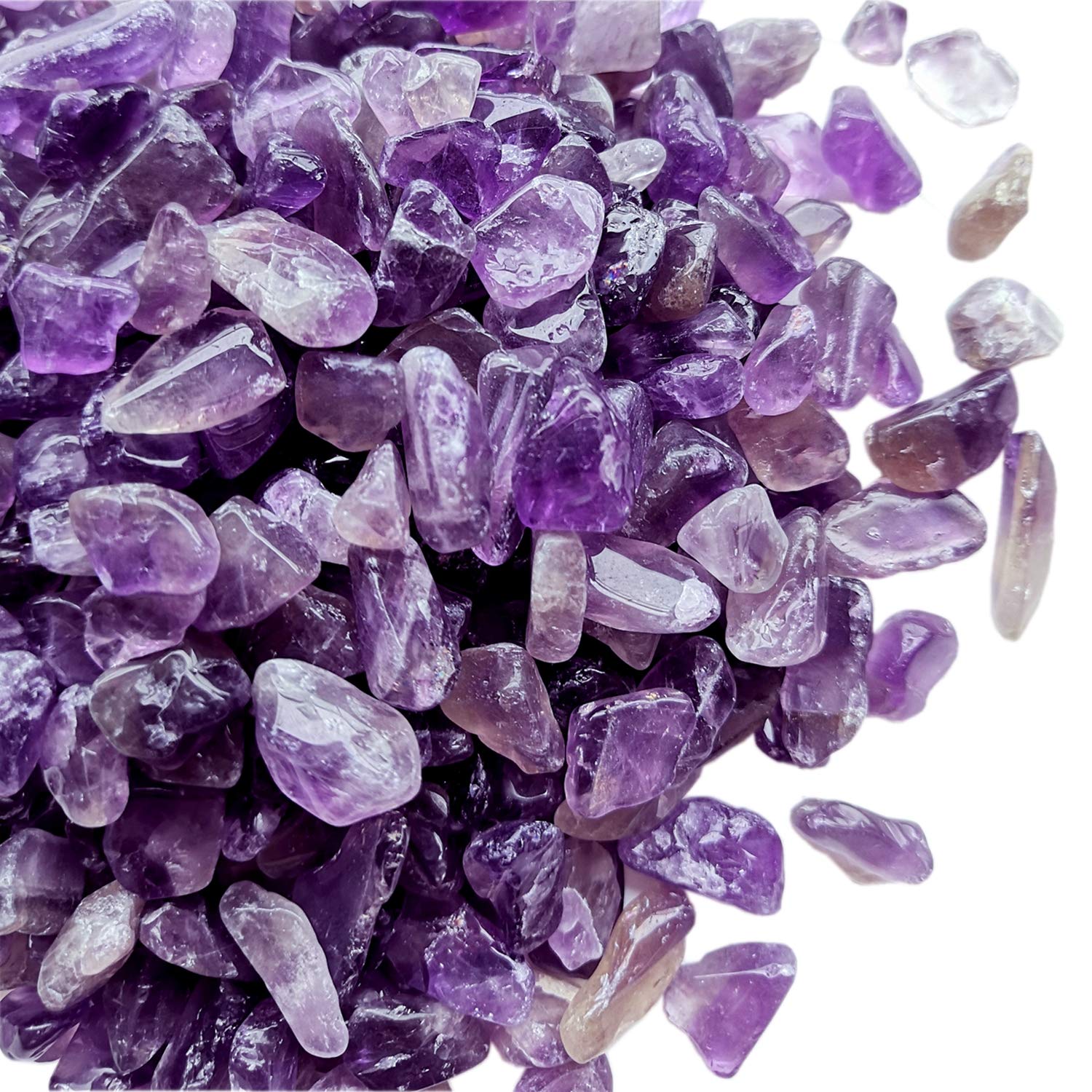 Gemgogo Amethyst Crystal, 11 Oz Crushed Irregular Tumbled Chips Crystals and Healing Stone Home Decoration 2-22mm