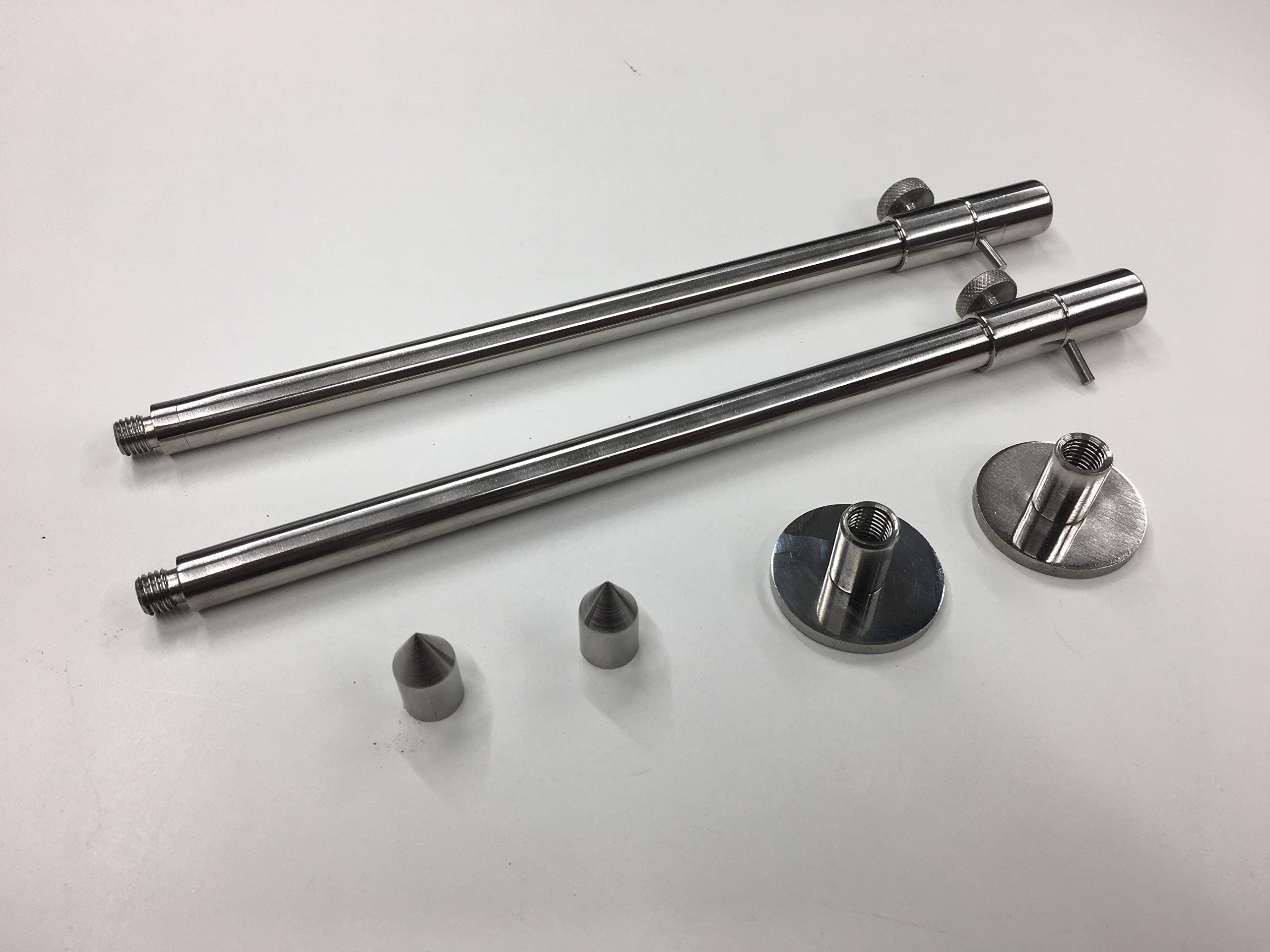 TMC 2 x 25-45cm Interchangeable stainless steel banksticks. Multi-base, point + stage stand