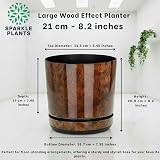 KORAD Wood Effect Large Indoor Plant Pot with Saucer 21 cm 8.3 in view 3
