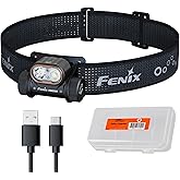 Fenix HM55R Rechargeable Headlamp, 1200 Lumen Spotlight Floodlight & Red Light, Lightweight, Long Runtime, USB-C Charging, Waterproof for Camping, Hiking, Running with Lumentac Organizer (Black)