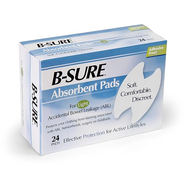 B-SURE ANAL LEAKAGE PADS, BOX/24 PADS