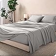 Bare Home Flannel Sheet Set 100% Cotton, Velvety Soft Heavyweight - Double Brushed Flannel - Deep Pocket (Queen, Light Grey)