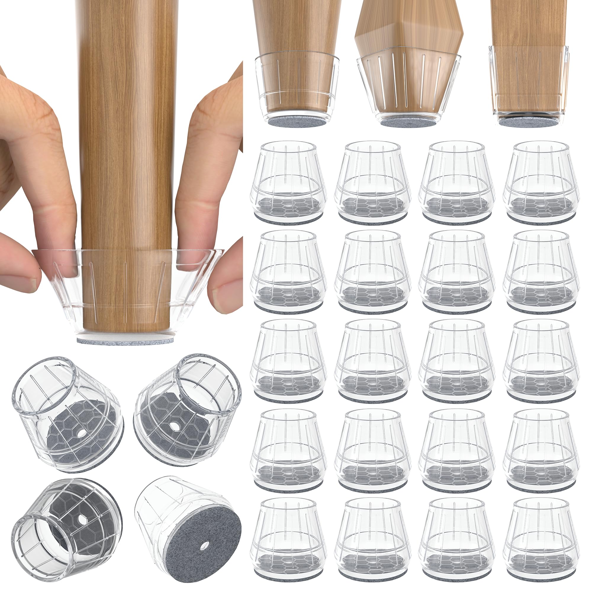 Photo 1 of 24PCS Silicone Chair Leg Floor Protectors for Hardwood Floors, Thicken Rubber Chair Leg Cap Covers, Non Slip Furniture Leg Pads to Protect Wood Tile Floors from Scratches and Reduce Noise