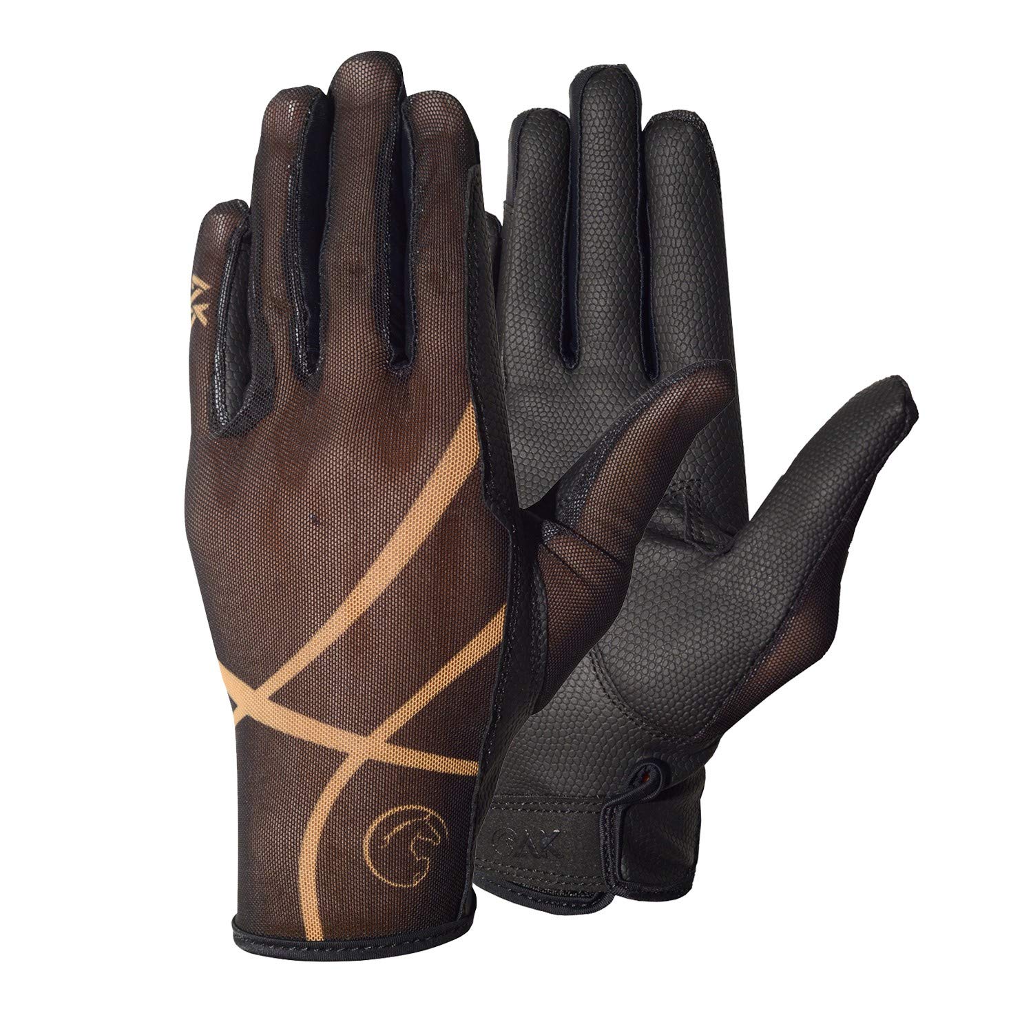 AK Summer Breathable Gloves – Embossed Synthetic Grip Palm, Air Mesh Back, Adjustable Velcro Wrist Closure, Lightweight Stretch Design for Sunny Weather AKRS-7007 (Black, L)