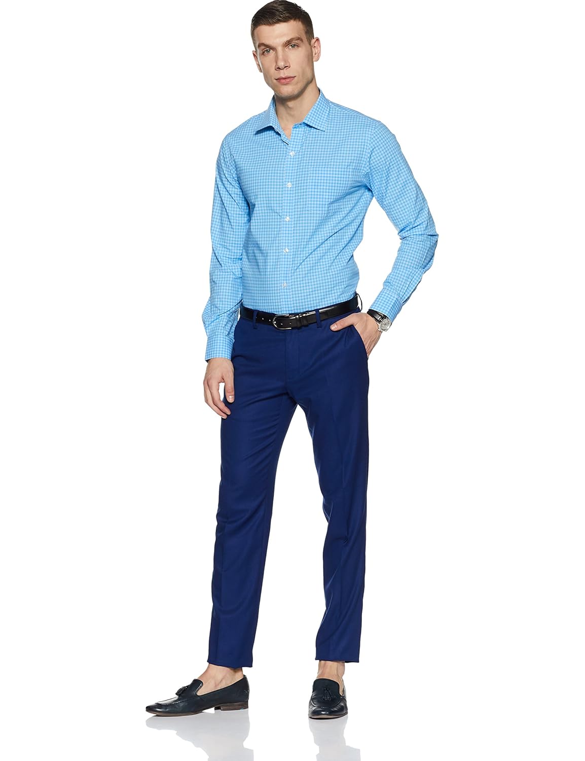 arrow men's checkered slim fit cotton formal shirt