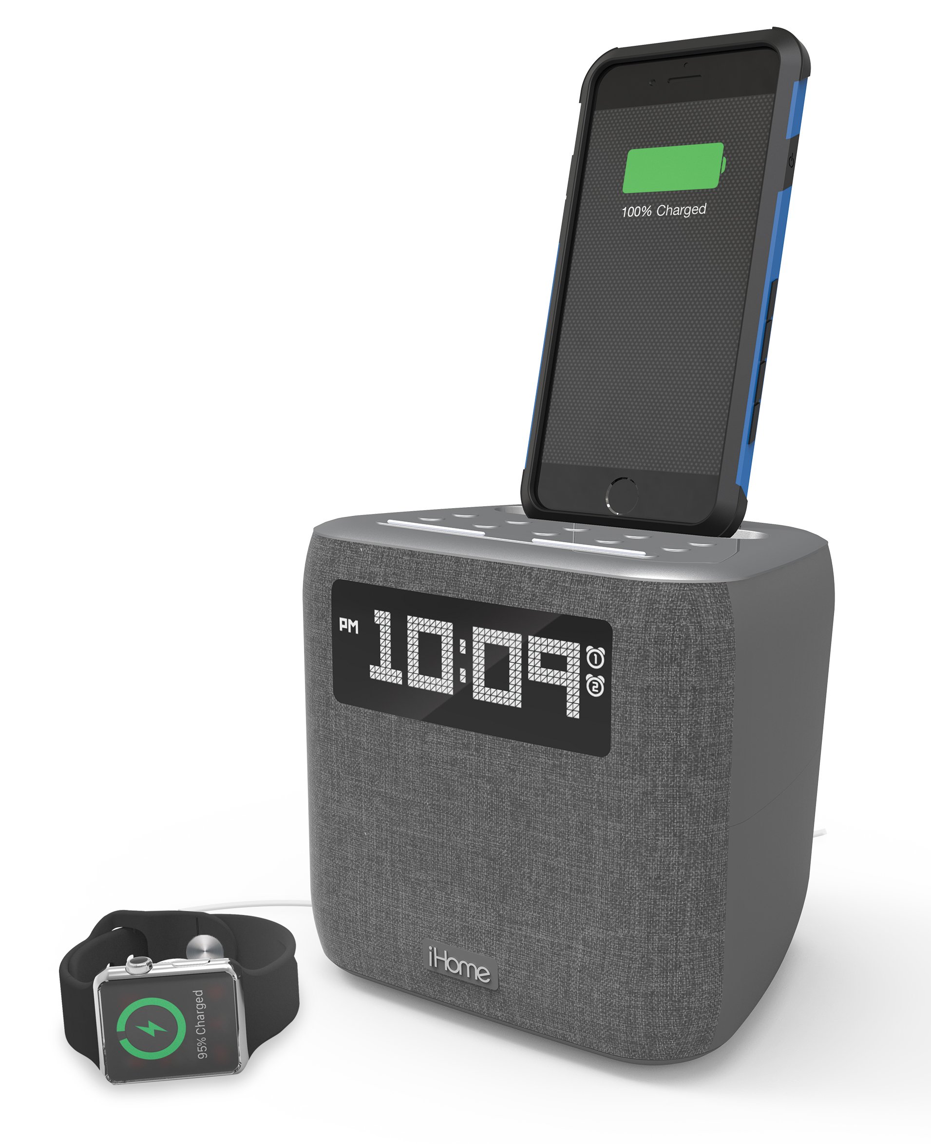 IHome IPL8BN Stereo FM Clock Radio With Lightning Dock For IPhone/iPod