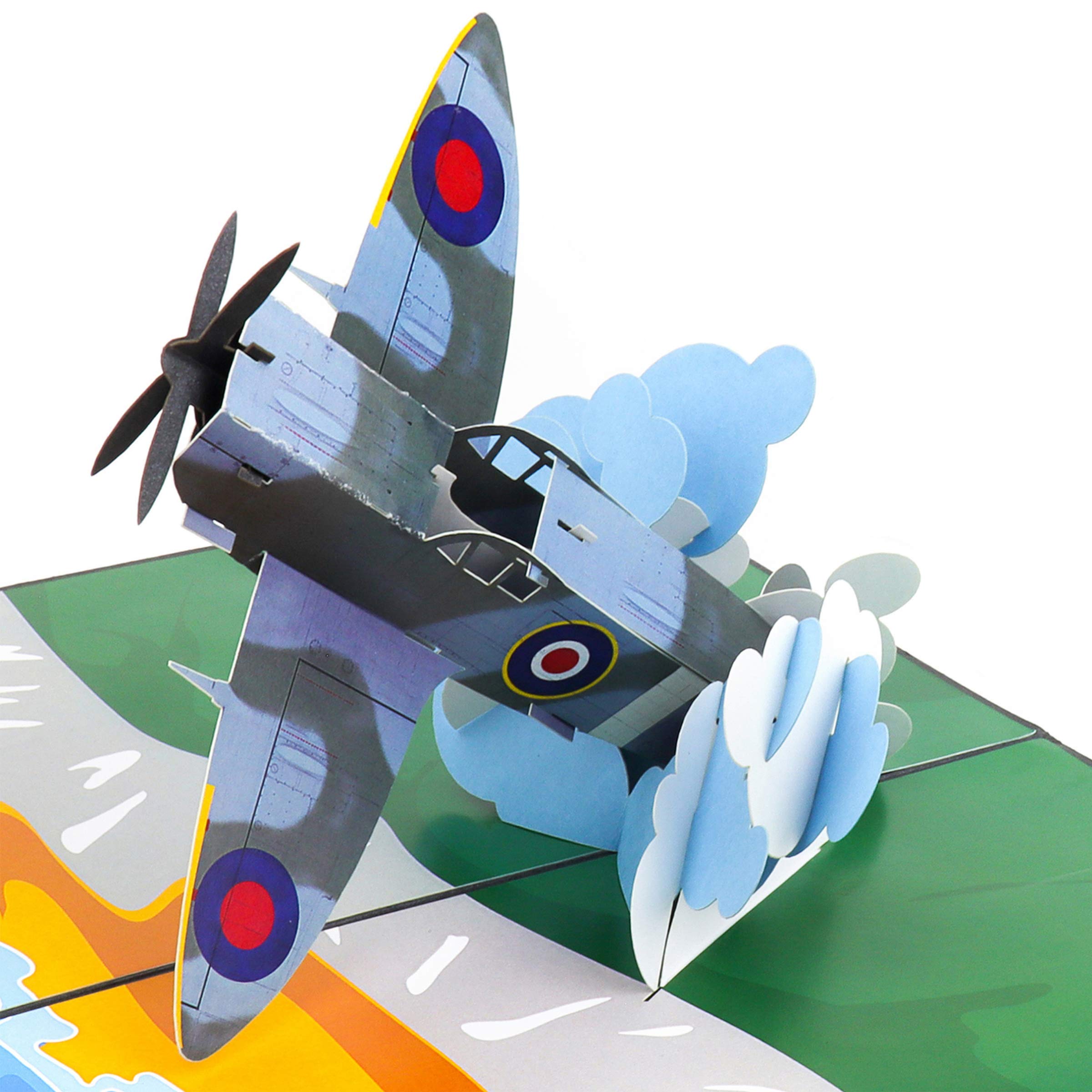 Cardology - Spitfire Pop-Up Birthday Card | Aviation 3D Birthday Gift For Plane Lovers, Fathers Day, RAF Gifts