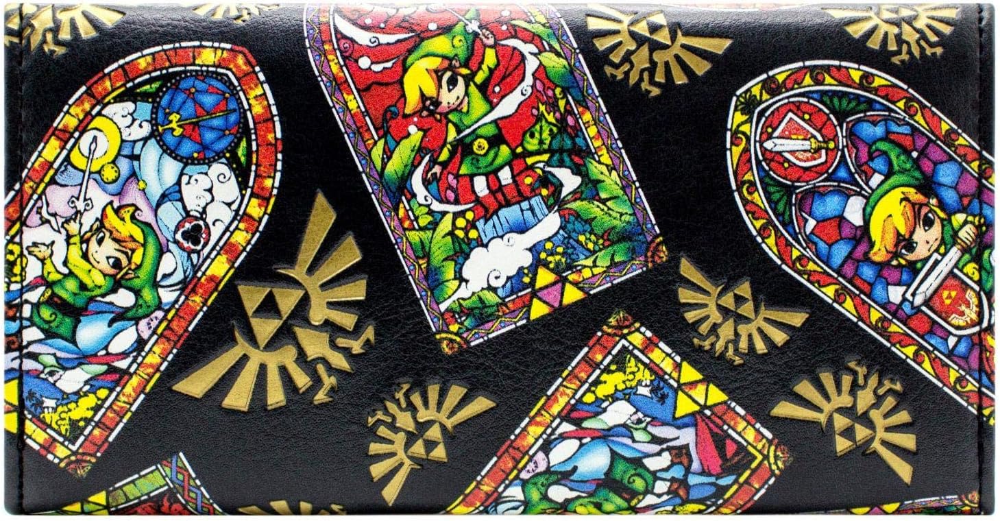 The Legend of Zelda Wind Waker Stained Glass Purse Tri-Fold ID & Card Holder, Black - Image 5