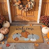 Ceenna Pumpkin Coir Doormat, Fall Harvest Welcome Outdoor Mat, Non Slip | Fall Front Door Mat, Front Porch Outdoor Rug, Autumn Thanksgiving Entrance Decor, 16 x 28 Inch