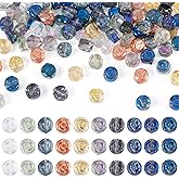 KISSITTY 100Pcs Electroplated Transparent Glass Beads Flat Round Bead Floral AB Color Plated Bulk Mixed Color Crystal Loose Spacer Beads for DIY Jewelry Making Bracelets Earrings Craft Supplies