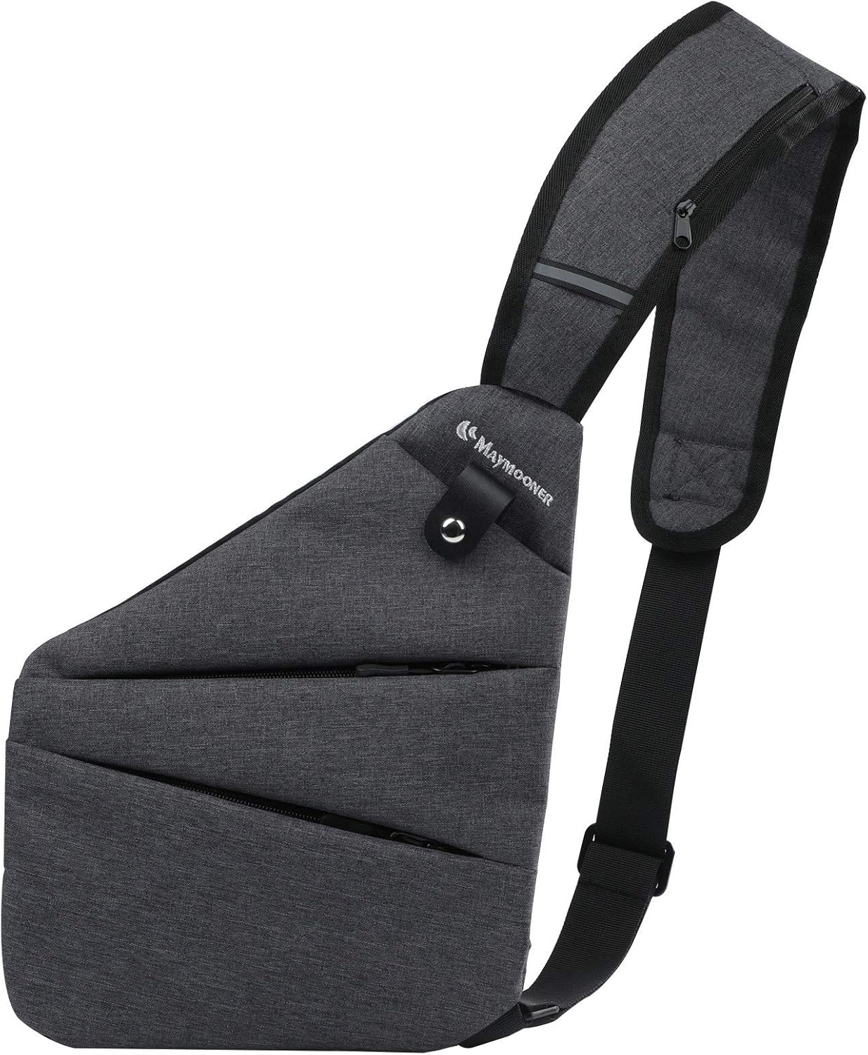 MAYMOONER Mens Crossbody Sling Backpack Anti Theft Chest Bags Lightweight Shoulder Bag Travel Daypack Color Grey