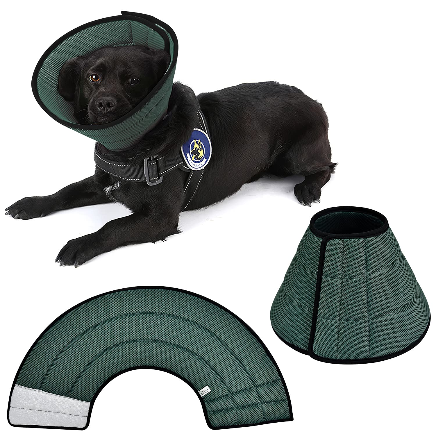 newsbirds Breathable Mesh Elizabethan Collar, Soft Adjustable E-collor For Pet Dogs Cats Rabbit Quicker Healing Anti-Bite Anti-Lick Easy Eat and Drink (Gray Green)