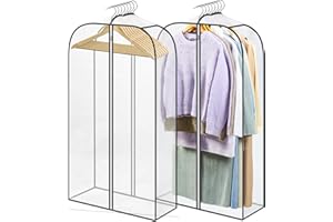 LANDNEOO 2 Pack Clear Garment Bags for Hanging Clothes with Zippers on Double Sides - 10'' Clothes Storage for Coat, Dress, and Fur in Closet - 40'' Long Suit Bags