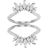 Uloveido Women's 925 Sterling Silver Marquise Cut CZ Crown Wedding Ring Guard Enhancer 2pcs Stack Rings Set Y1025
