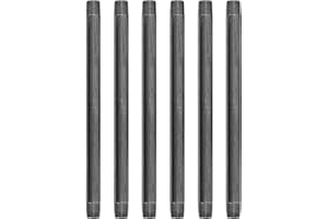 PIPE DECOR PIPE DÉCOR 1/2” x 12” Malleable Cast Iron Pipe Nipple, Pre Cut Connectors, Industrial Steel Grey Fits Standard Half Inch Black Threaded Pipes Nipples and Fittings, Build Vintage DIY Furniture, 6 Pack