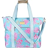 Lilly Pulitzer Beach and Picnic Cooler, Insulated Bag with Adjustable Shoulder Strap and Zipper, Large Soft Cooler