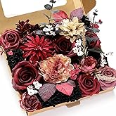 WEIERYUE Artificial Flower Box Set Silk Fake Flowers DIY Center Cake Decoration Wedding Bouquet Corsage Home Decor Outdoor Decor Gift (Gothic Black and Red)