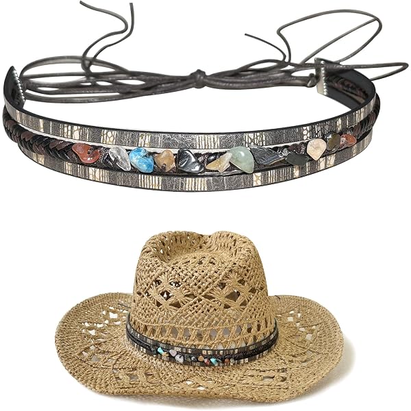 Amazon.com: Black White Handmade Cowboy Hatband, Adjustable  display picture 1