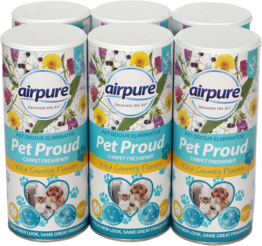 airpure Pet Proud Carpet Freshener Odour Eliminator Flowers White Pack 6