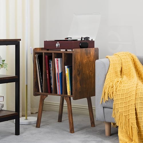 Record Player Stand With Vinyl Storage - Holds 350+ Albums, 3-Tier Display
