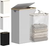 efluky 63L Slim Laundry Basket with Lid Collapsible with Removable Inner Bag