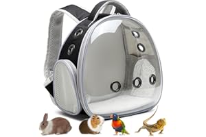 Ioview Portable Travel pet Backpack Carrier Hamster Bag Guinea Pig Bird Small Dog cat Backpack Turtle Carrier Rabbit Cage Rabbit Guinea Pig Squirrel Bearded Dragon Breathable Hangbag (Black)