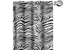 Ambesonne Zebra Print Curtains, Striped Zebra Animal Print Nature Wildlife Inspired Simplistic Illustration, Window Treatments 2 Panel Set for Living Room Bedroom, Pair of - 28" x 63", Black White
