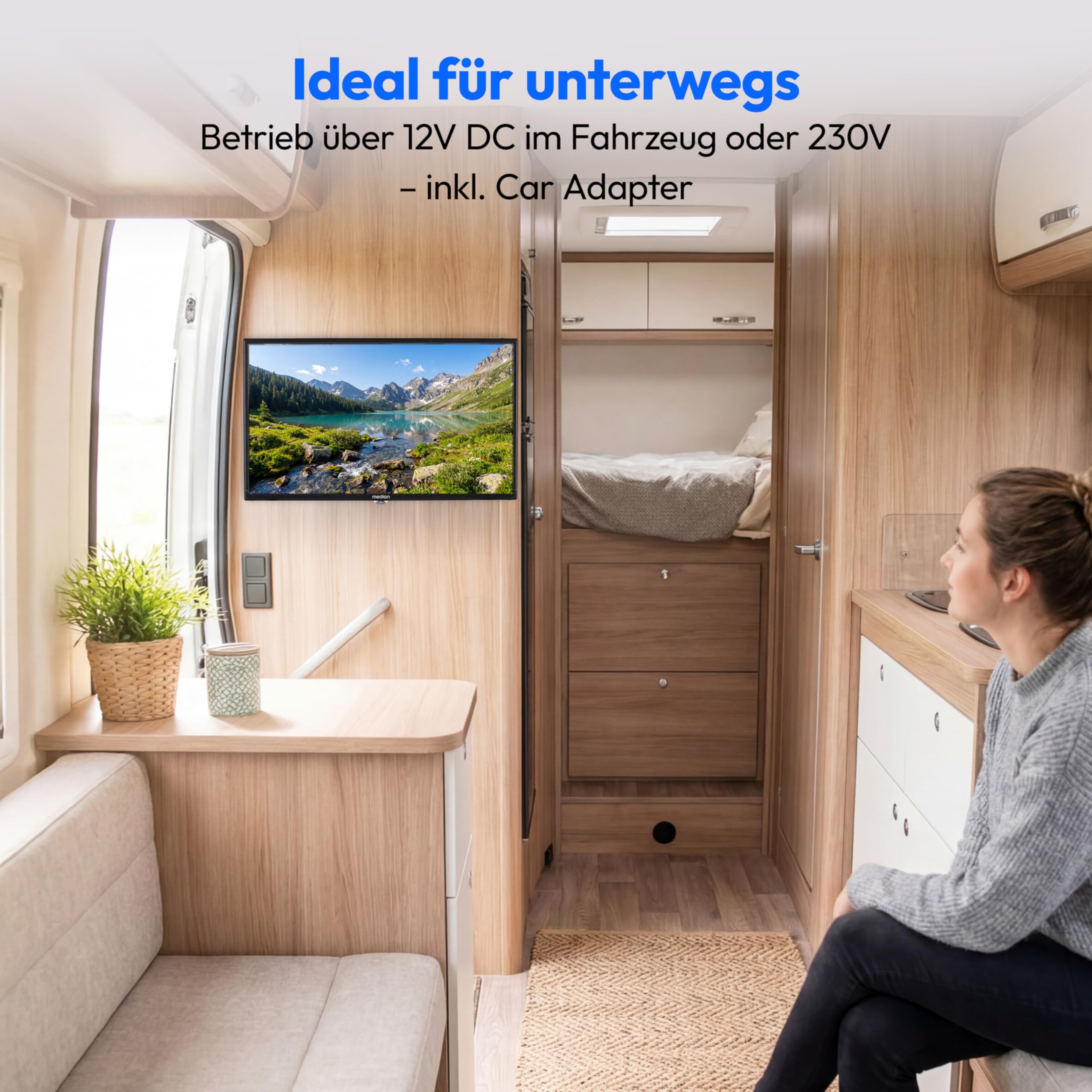 MEDION 59,9 cm (24 Zoll) Full HD Fernseher (integrierter DVD-Player, perfekt für Camping Wohnmobil LKW Garten, 12V KFZ Car-Adapter, Triple Tuner Receiver, HDMI, USB, MD 824001) 3