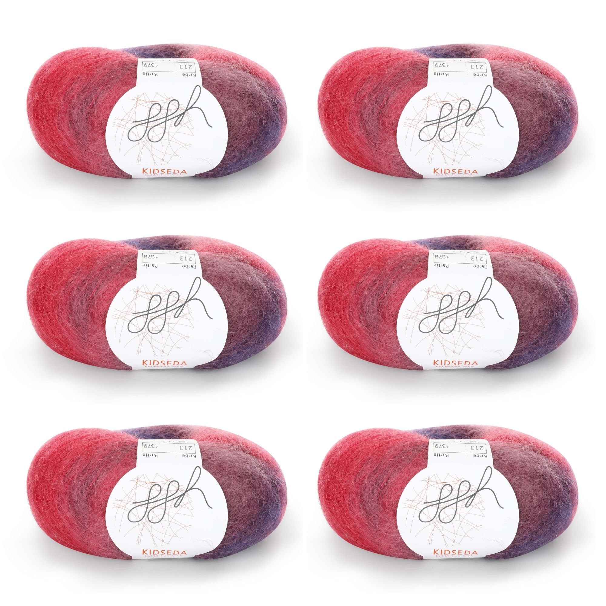 ggh Kidseda Box - 6 Balls - Mohair Wool with Silk for Knitting - Colour 213 - Pink Mauve Lavender